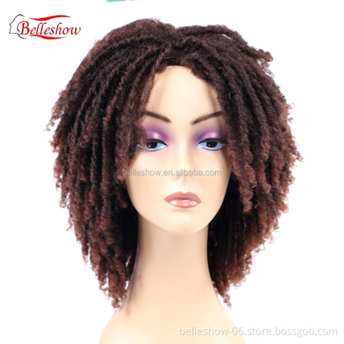 Hot sell  Hot Selling soft faux locs wig Afro Kinky Curly Ombre Brown Wig